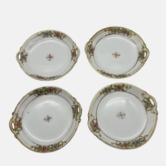 Vintage Hand-Painted Nippon Porcelain Relish Plate & 4 Salt Cellars M Wreath - Picture 6 of 9